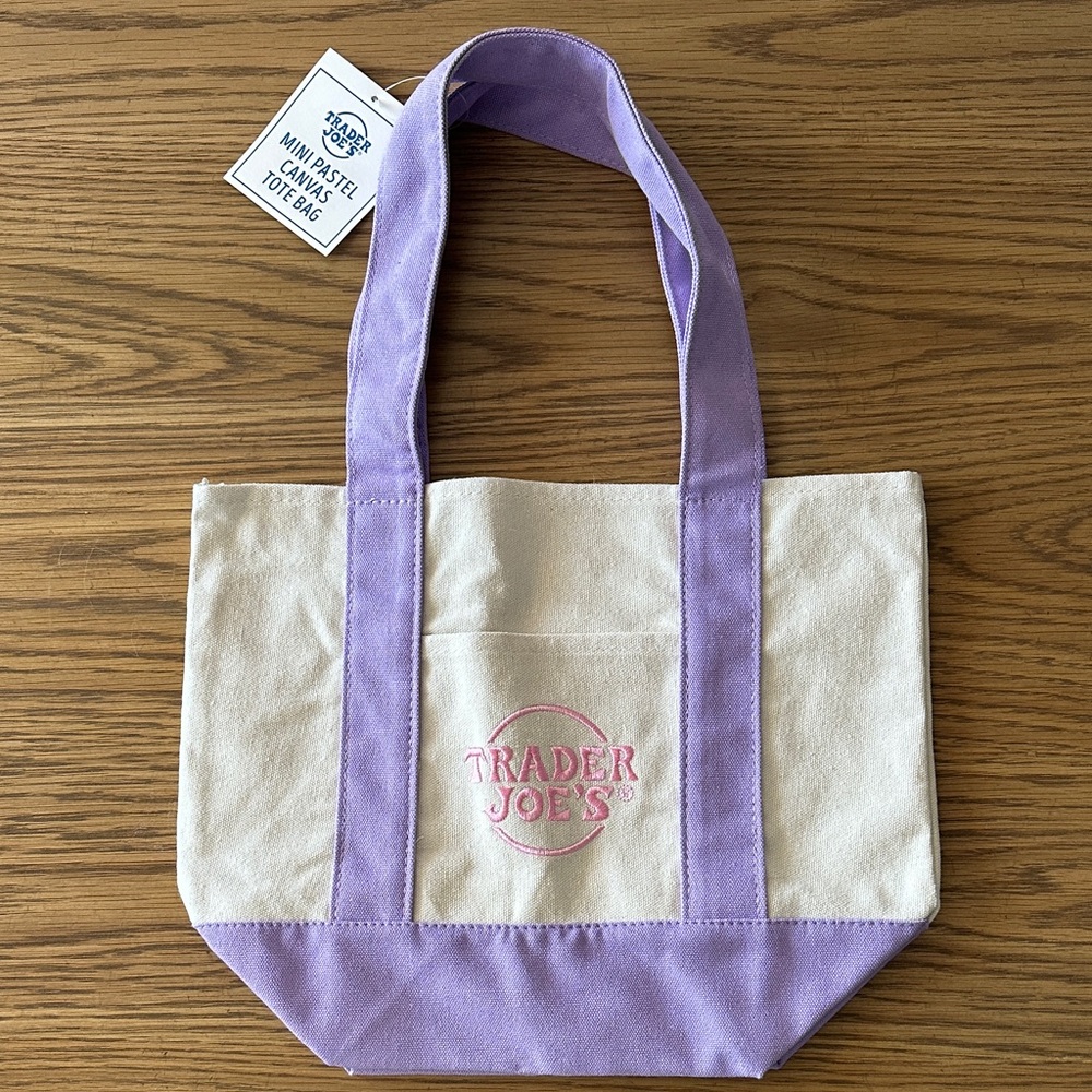 Trader Joe's Lavender and Cream Canvas Tote